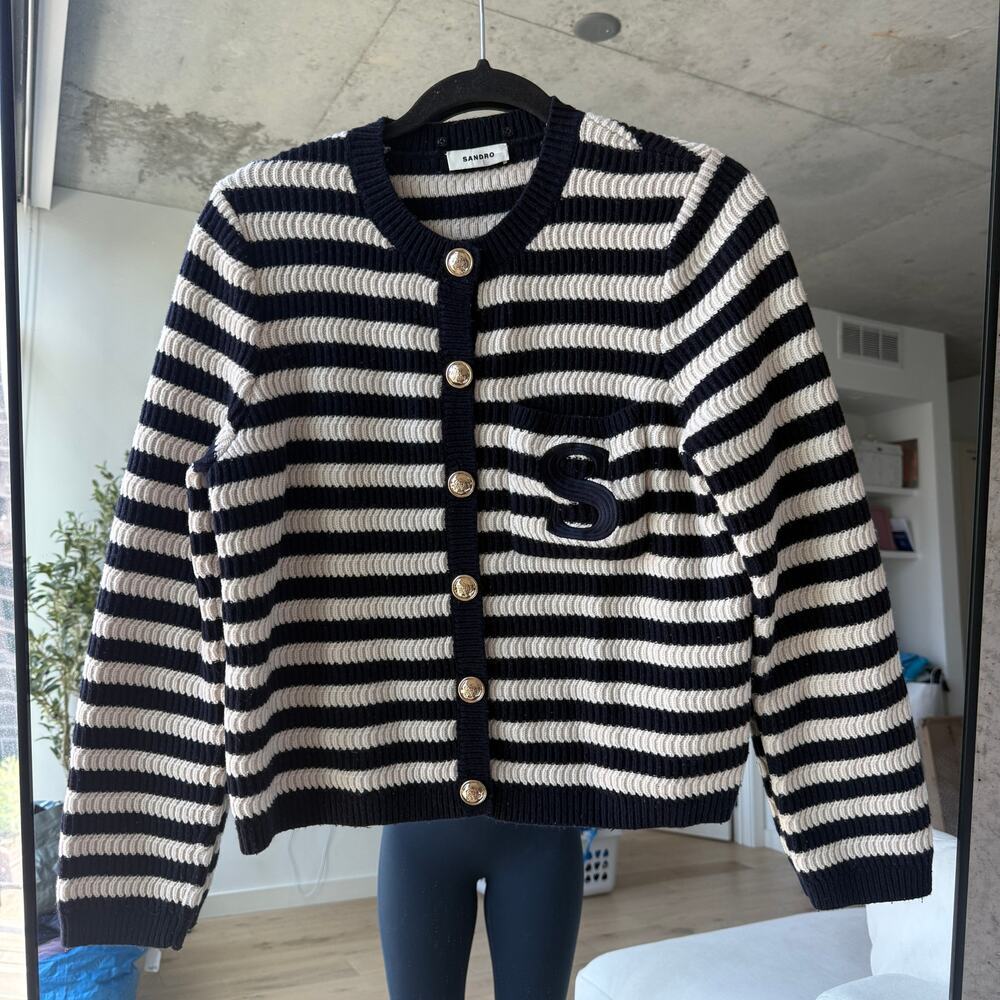 Sandro Striped Cardigan Sweater - Picture 2 of 7